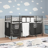 Vidaxl bunkbed voor kinderen met gordijnen effen zwart 100 x 190 cm