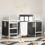 Vidaxl bunkbed voor kinderen met gordijnen wit en zwart 75 x 190 cm