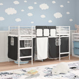 Vidaxl bunkbed voor kinderen met gordijnen wit en zwart 75 x 190 cm
