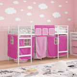 Vidaxl bunkbed voor kinderen met gordijnen wit en roze 100 x 190 cm