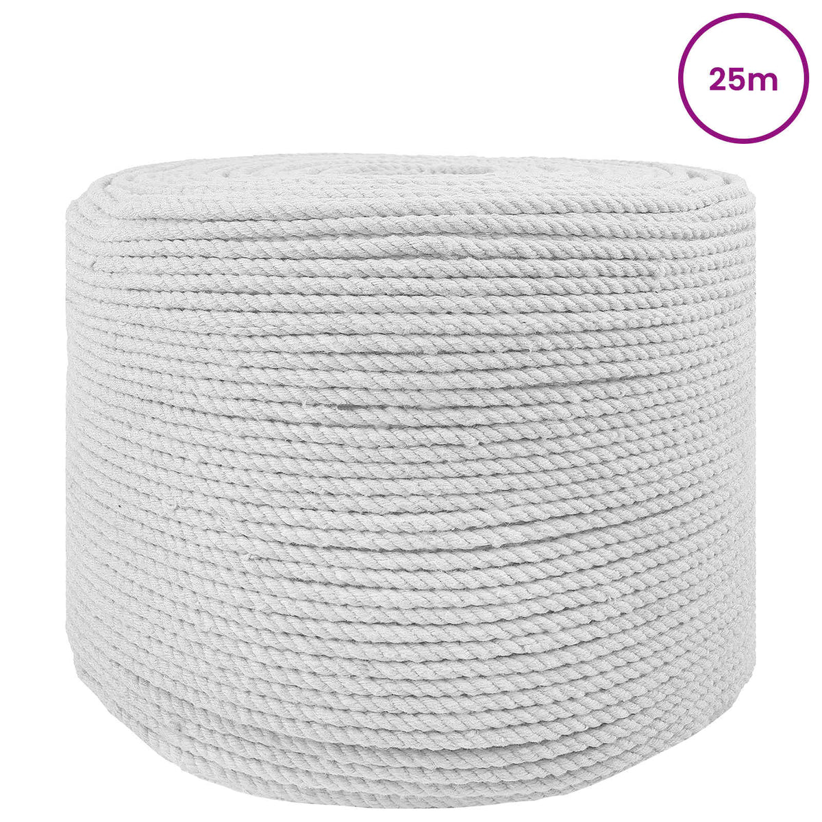 Vidaxl katoenen touw 6 mm 25 m wit 100% katoen