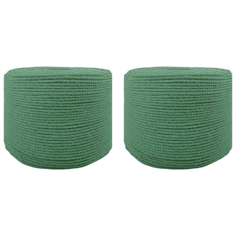 Vidaxl katoen touw 2 st 2 mm 100 m groen 100% katoen