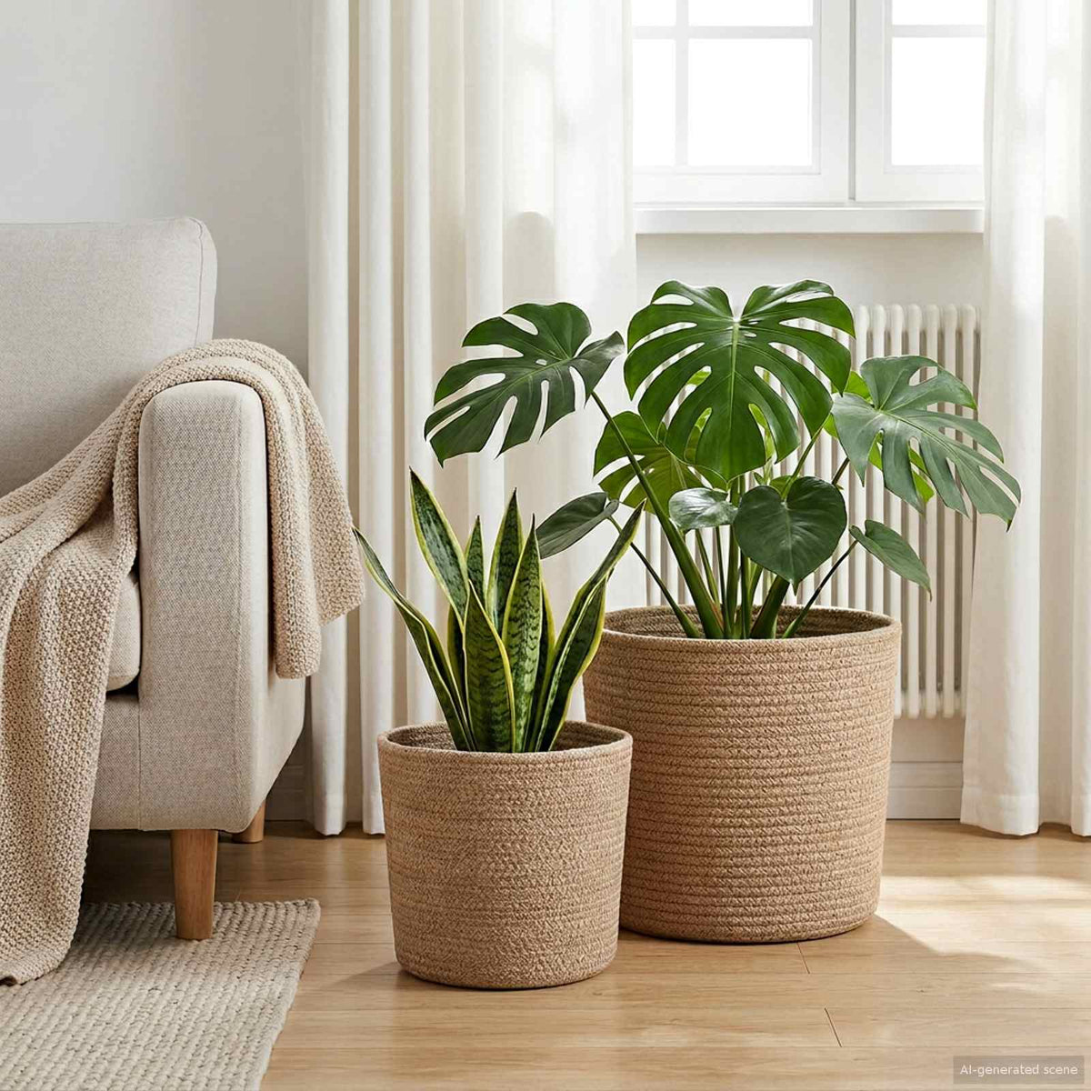 Vidaxl plantenpot set 2 st naturel ø 28 x 28 cm 100% tossa jute