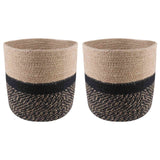 Vidaxl plantenpot set 2 st naturel en zwart ø 21 x 21 cm