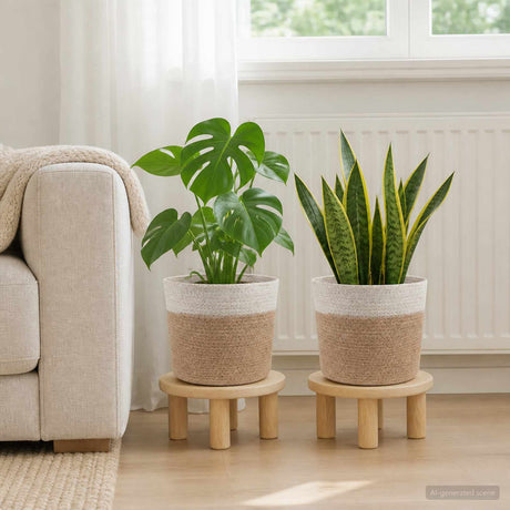 Vidaxl plantenpot set 2 st natuurlijk en wit ø 21 x 21 cm