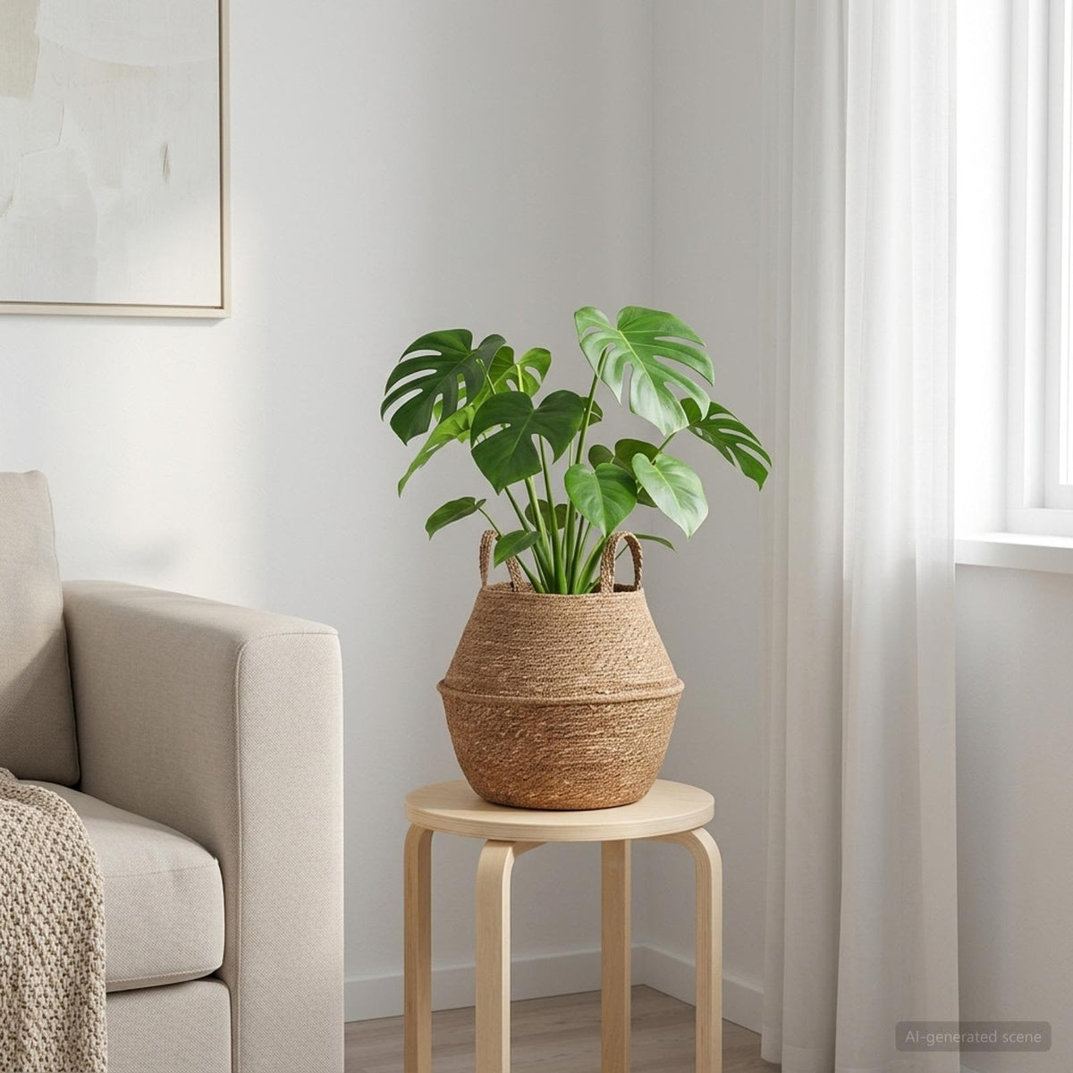 Vidaxl plantenpot met handvatten naturel ø 22 x 20 cm 100% zeegras
