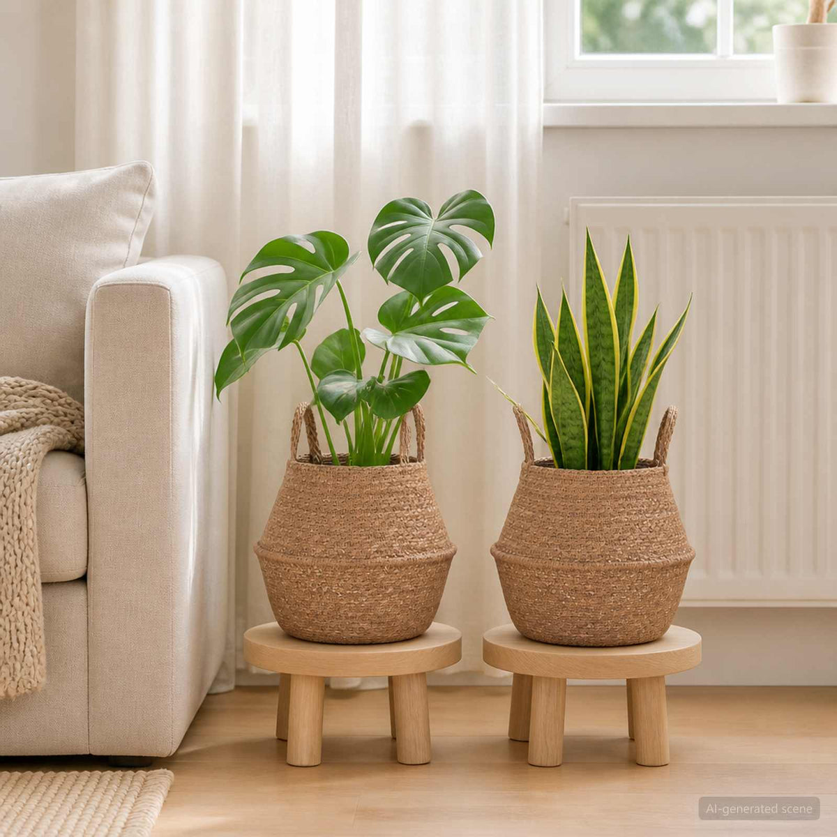 Vidaxl plantenpot met handvatten 2 st naturel ø 22 x 20 cm
