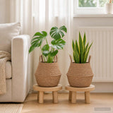 Vidaxl plantenpot met handvatten 2 st naturel ø 22 x 20 cm