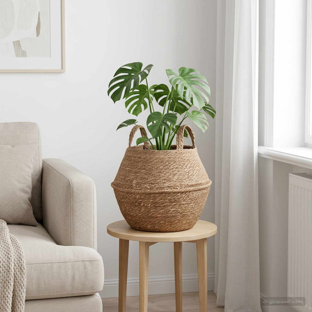 Vidaxl plantenpot met handvatten naturel ø 32 x 32 cm 100% zeegras