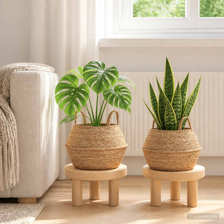 Vidaxl plantenpot met handvatten 2 st naturel ø 32 x 32 cm
