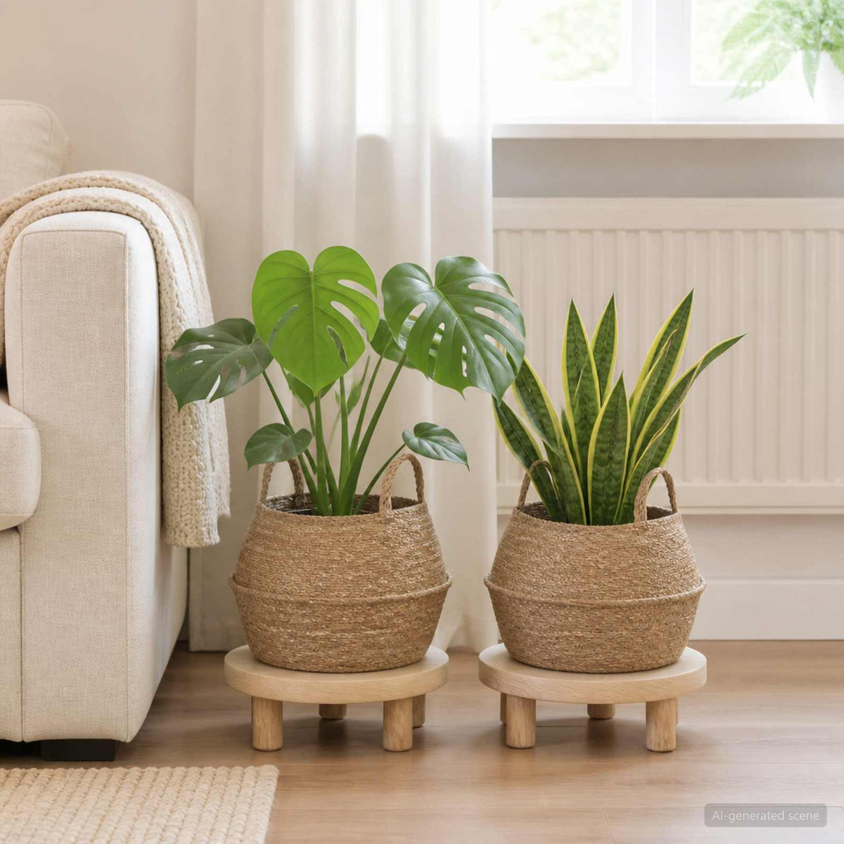 Vidaxl plantenpot met handvatten 2 st naturel ø 45 x 36 cm