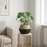 Vidaxl plantenpot met handvatten zwart ø 45 x 36 cm 100% zeegras