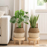 Vidaxl plantenpot met handvatten 2 st wit ø 22 x 20 cm 100% zeegras