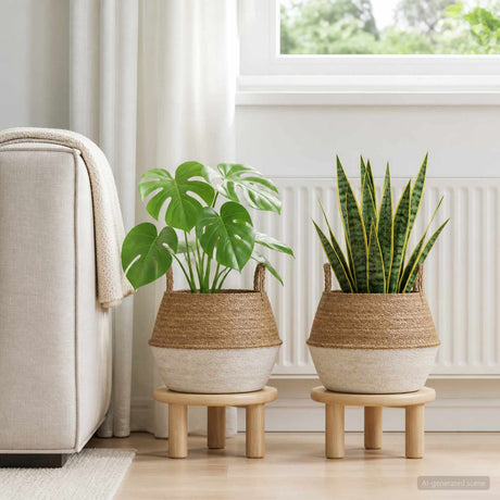 Vidaxl plantenpot met handvatten 2 st wit ø 45 x 36 cm 100% zeegras