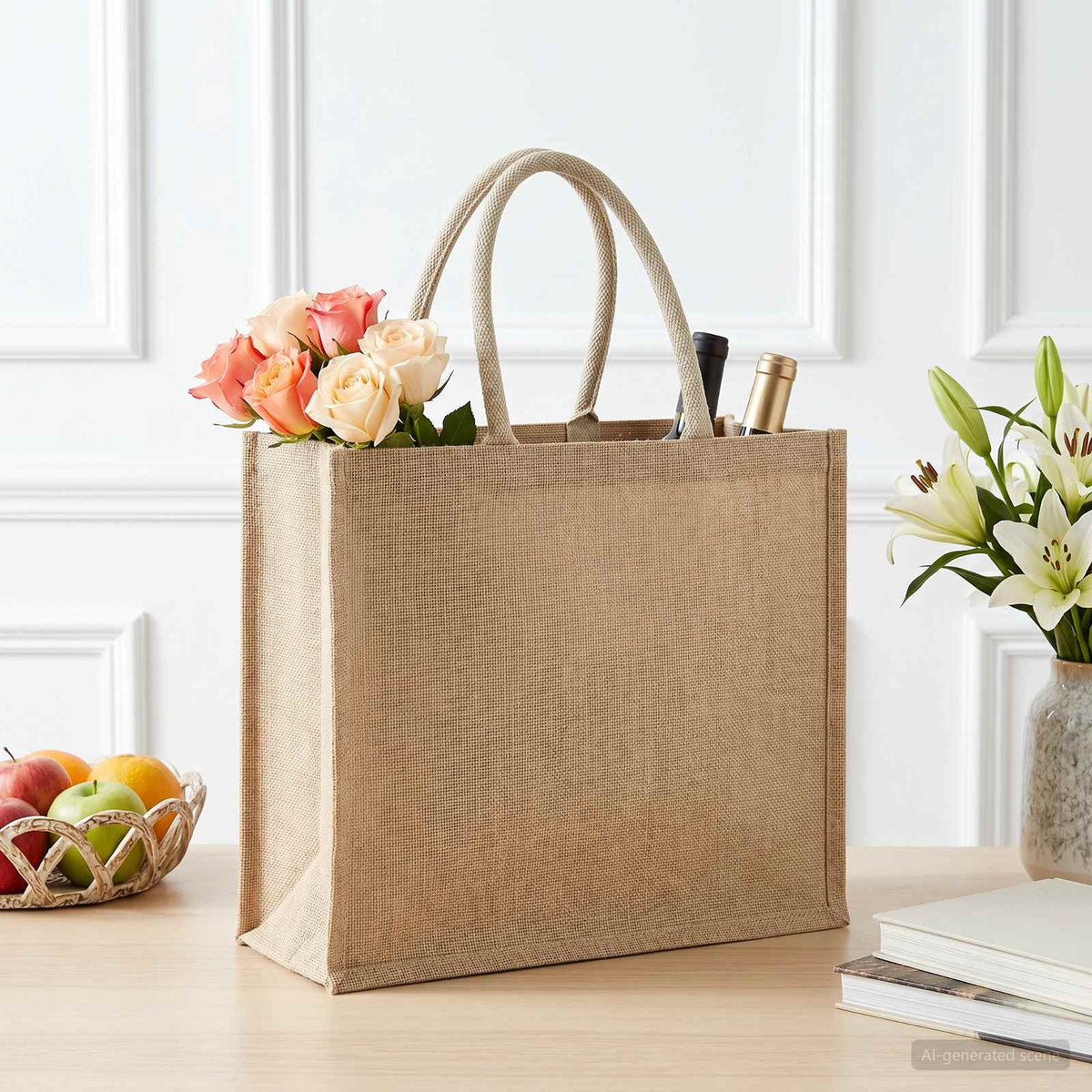Vidaxl jute handtassen 5 naturel 42 x 33 x 19 cm 100% tossa jute