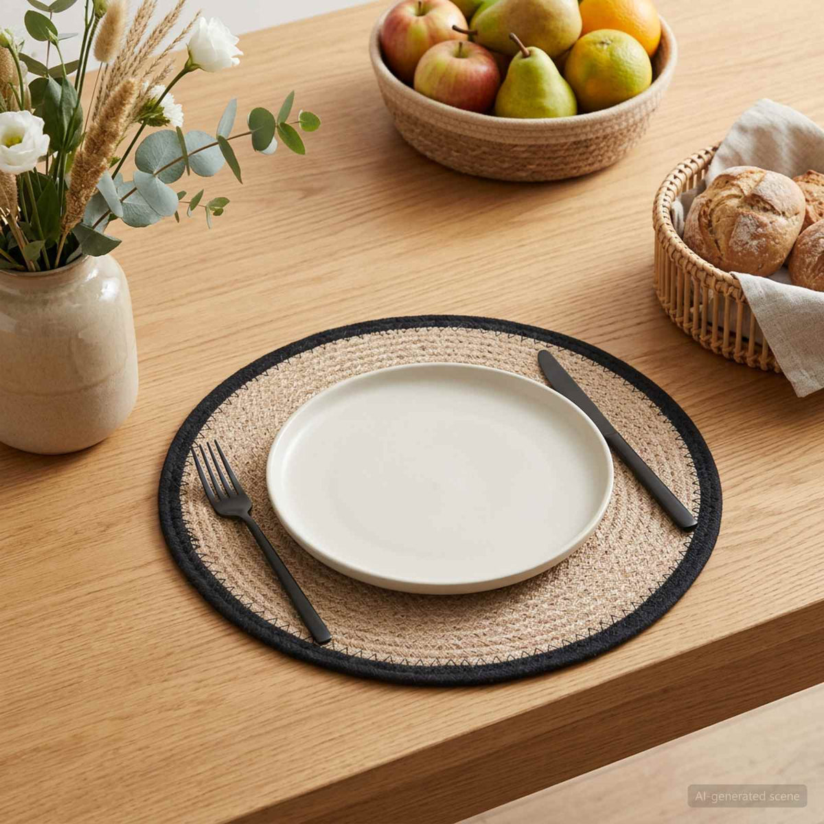 Vidaxl jute placematten 4 st naturel en zwart 100% tossa jute