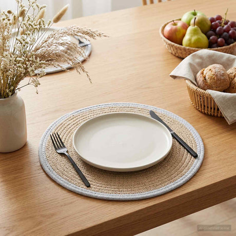 Vidaxl jute placematten 4 st natuurlijk en wit 100% tossa jute