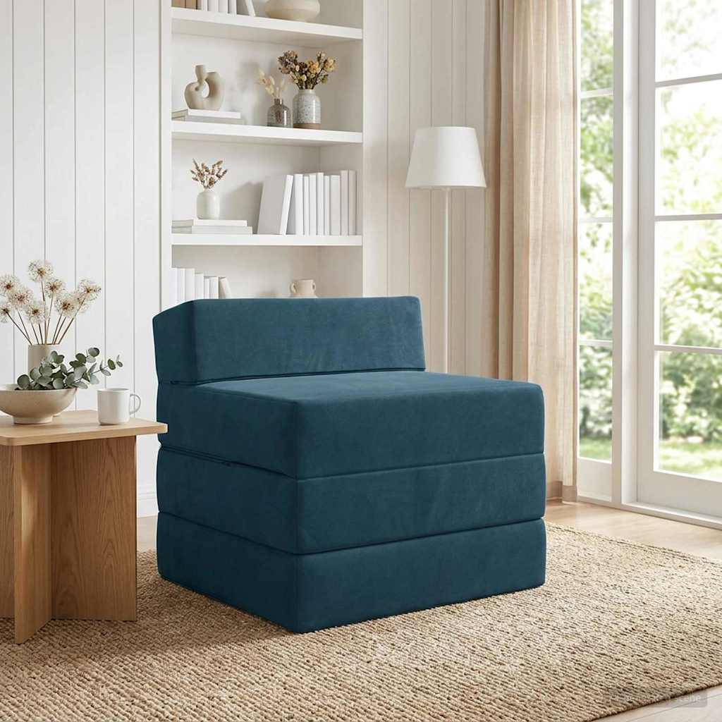 Vidaxl vouwbare bankbed blauw 70 x 60 x 63 cm fluweel