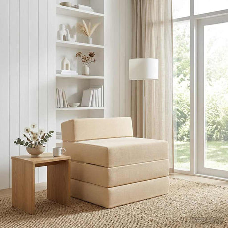 Vidaxl vouwbare bankbed 2-zits crèmekleurig 70 x 60 x 63 cm