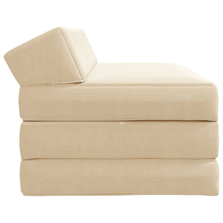 Vidaxl vouwbare bankbed 2-zits crèmekleurig 120 x 60 x 49 cm stof