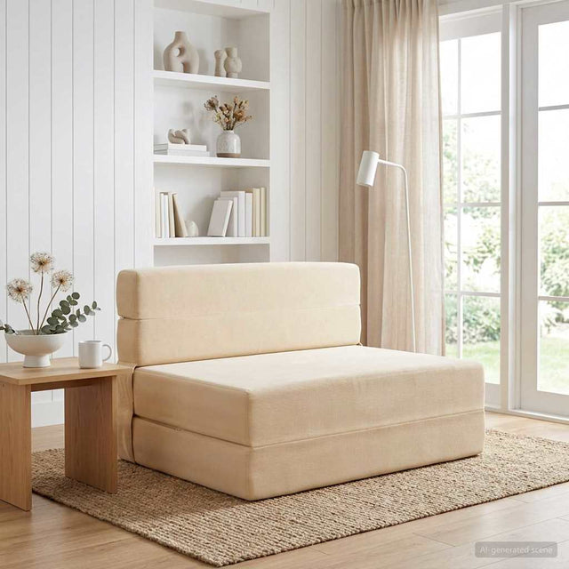 Vidaxl vouwbare bankbed crèmekleurig 70 x 72 x 60 cm stof