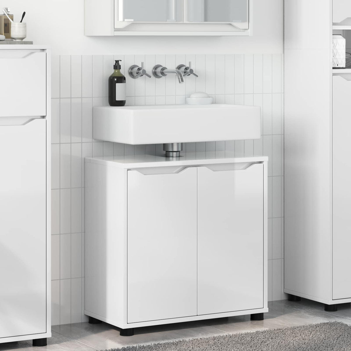 Vidaxl badkamer wastafelkast hoogglans wit 60 x 30 x 60 cm