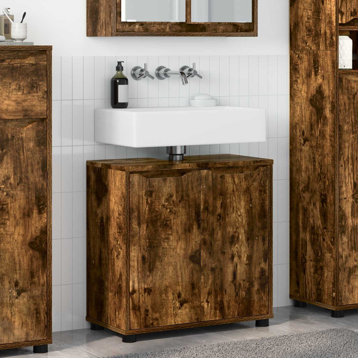 Vidaxl badkamer wastafelkast gerookt eiken 60 x 30 x 60 cm