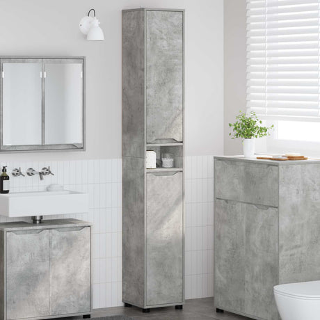 Vidaxl badkamer kast beton grijs 30,5 x 30 x 195 cm bewerkt hout
