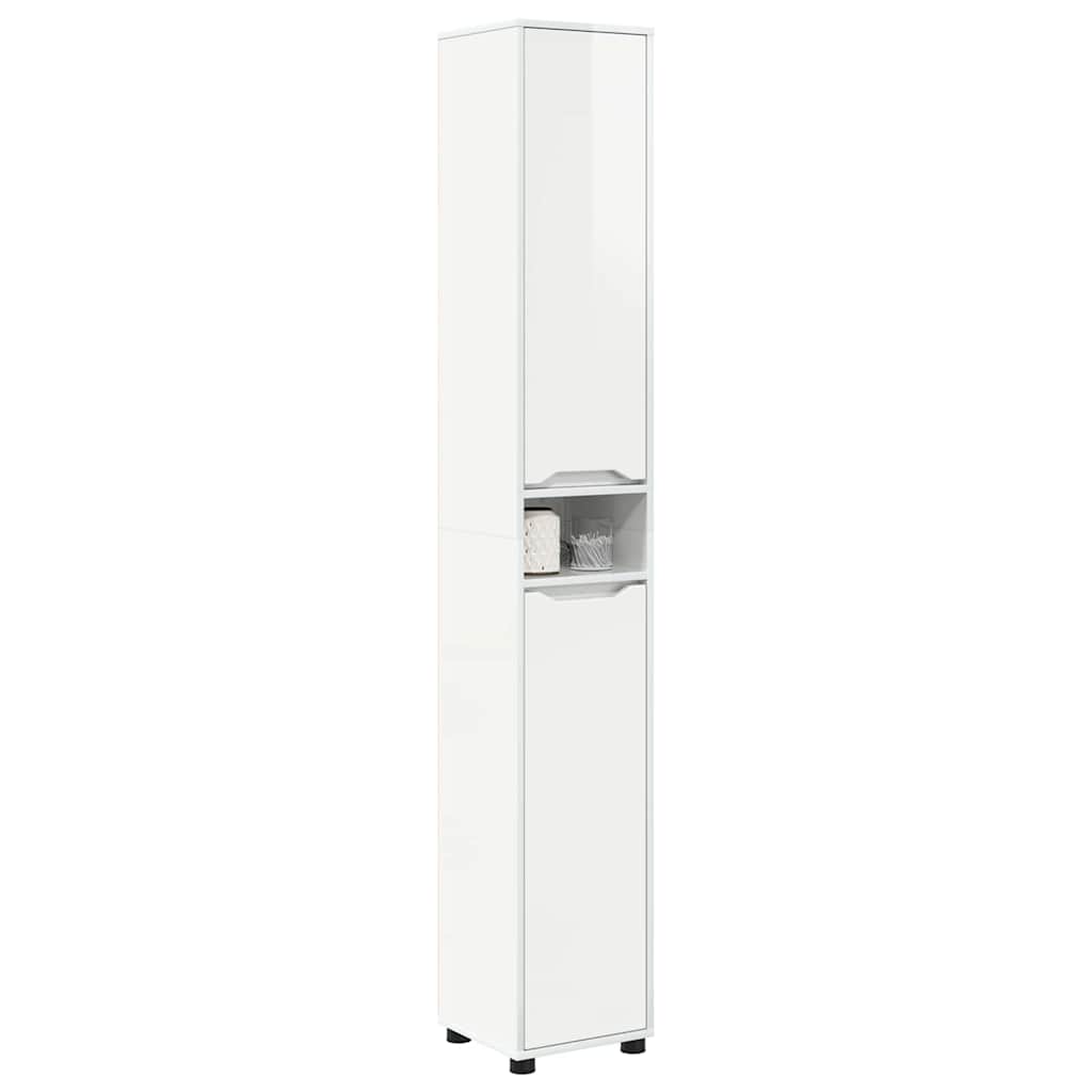Vidaxl badkamer kast hoogglans wit 30,5 x 30 x 195 cm bewerkt hout