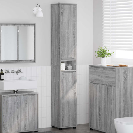 Vidaxl badkamer kast grijs sonoma 30,5 x 30 x 195 cm bewerkt hout