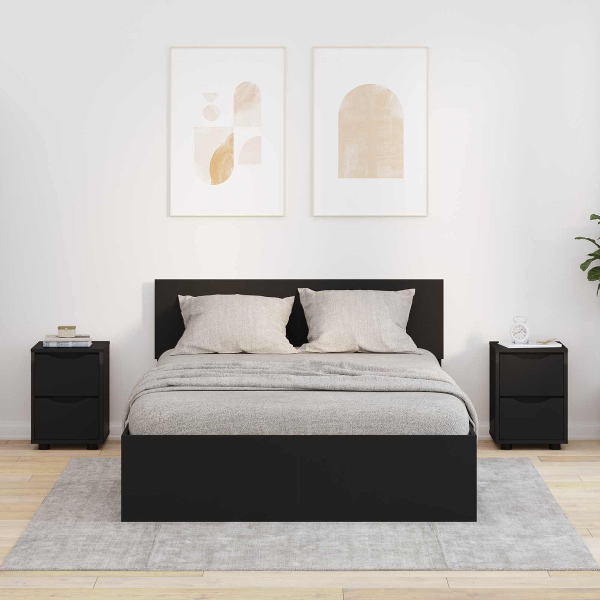 Vidaxl nachtkastjes 2 st zwart 30,5 x 30 x 43 cm bewerkt hout