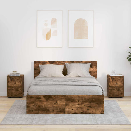 Vidaxl nachtkastjes 2 st gerookt eiken 30,5 x 30 x 43 cm bewerkt hout