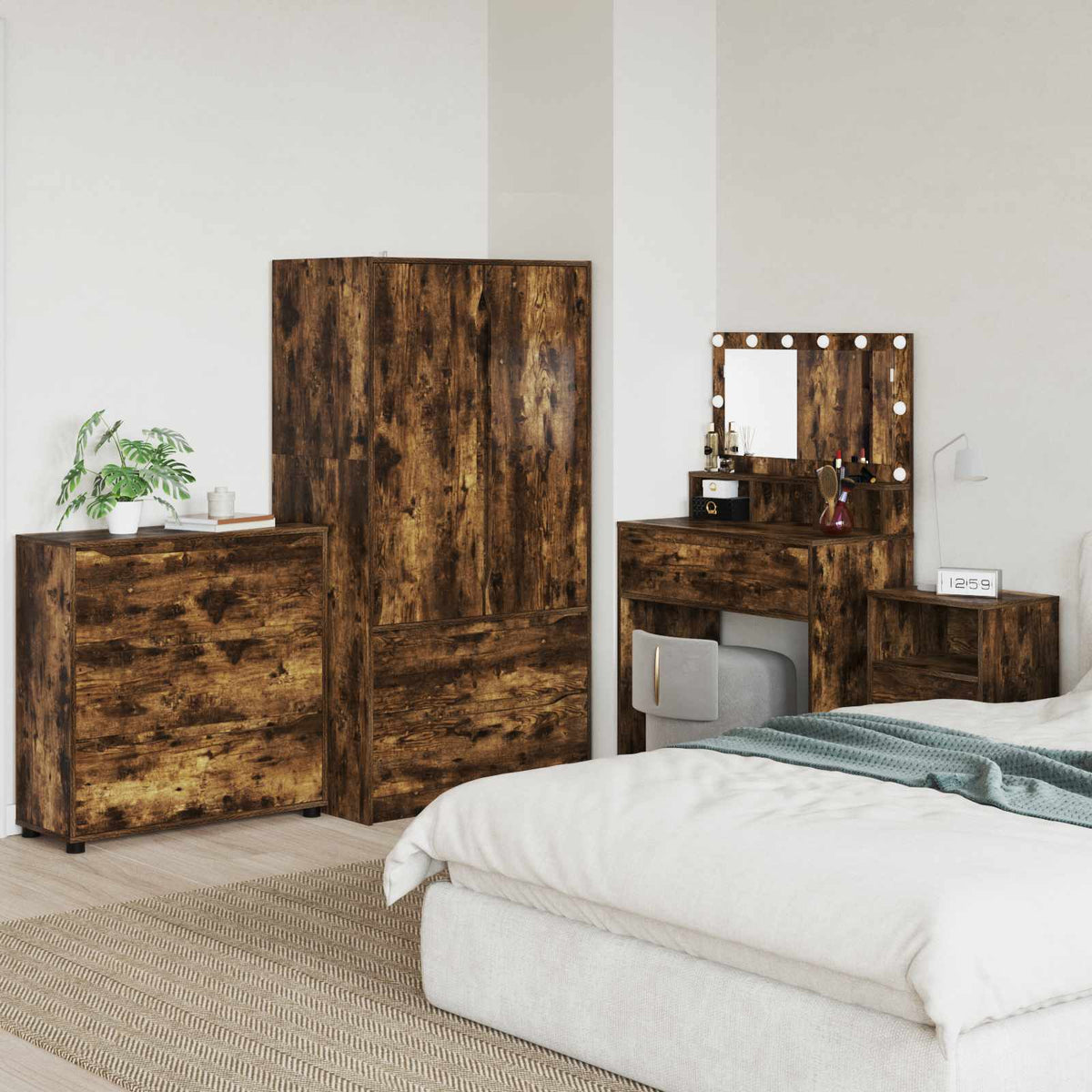 Vidaxl opbergkast 80 x 31 x 81 cm bewerkt hout gerookt eiken