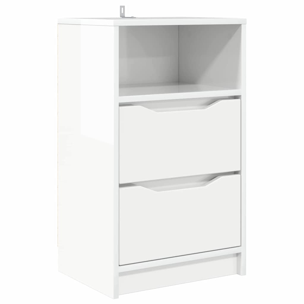 Vidaxl nachtkastje hoogglans wit 40 x 30 x 67 cm bewerkt hout