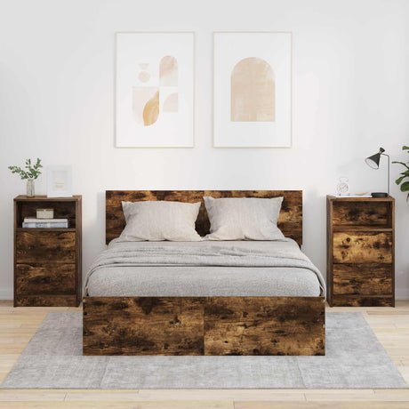 Vidaxl nachtkastjes 2 st gerookt eiken 40 x 30 x 67 cm bewerkt hout