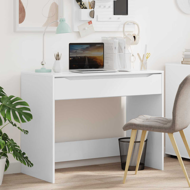 Vidaxl bureau met lade wit 100 x 50 x 78 cm geconstrueerd hout