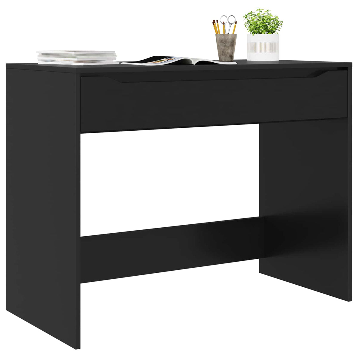 Vidaxl bureau met lade zwart 100 x 50 x 78 cm geconstrueerd hout