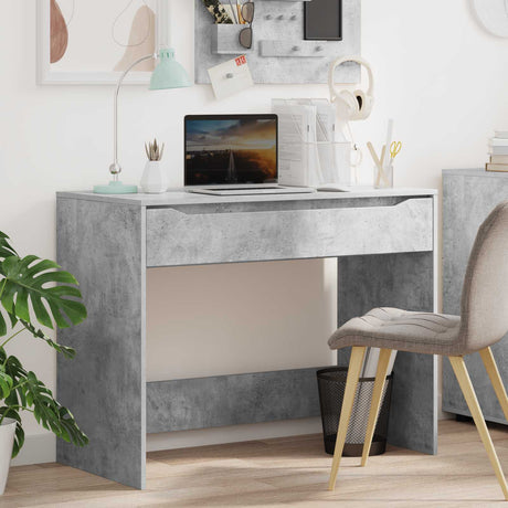 Vidaxl bureau met lade beton grijs 100 x 50 x 78 cm geconstrueerd hout