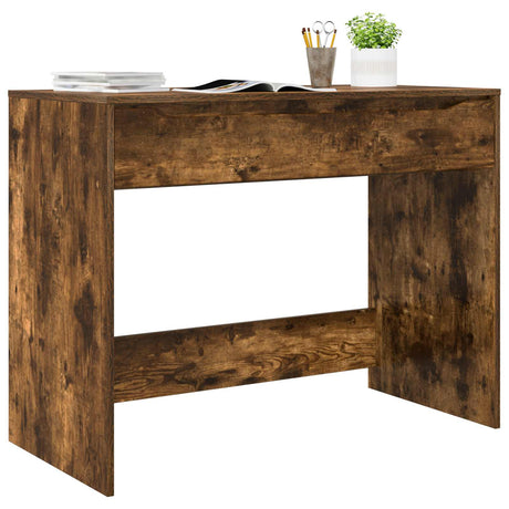 Vidaxl bureau met lade gerookt eiken 100 x 50 x 78 cm bewerkt hout