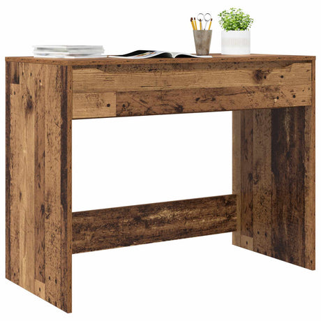 Vidaxl bureau met lade oudhout 100 x 50 x 78 cm geconstrueerd hout