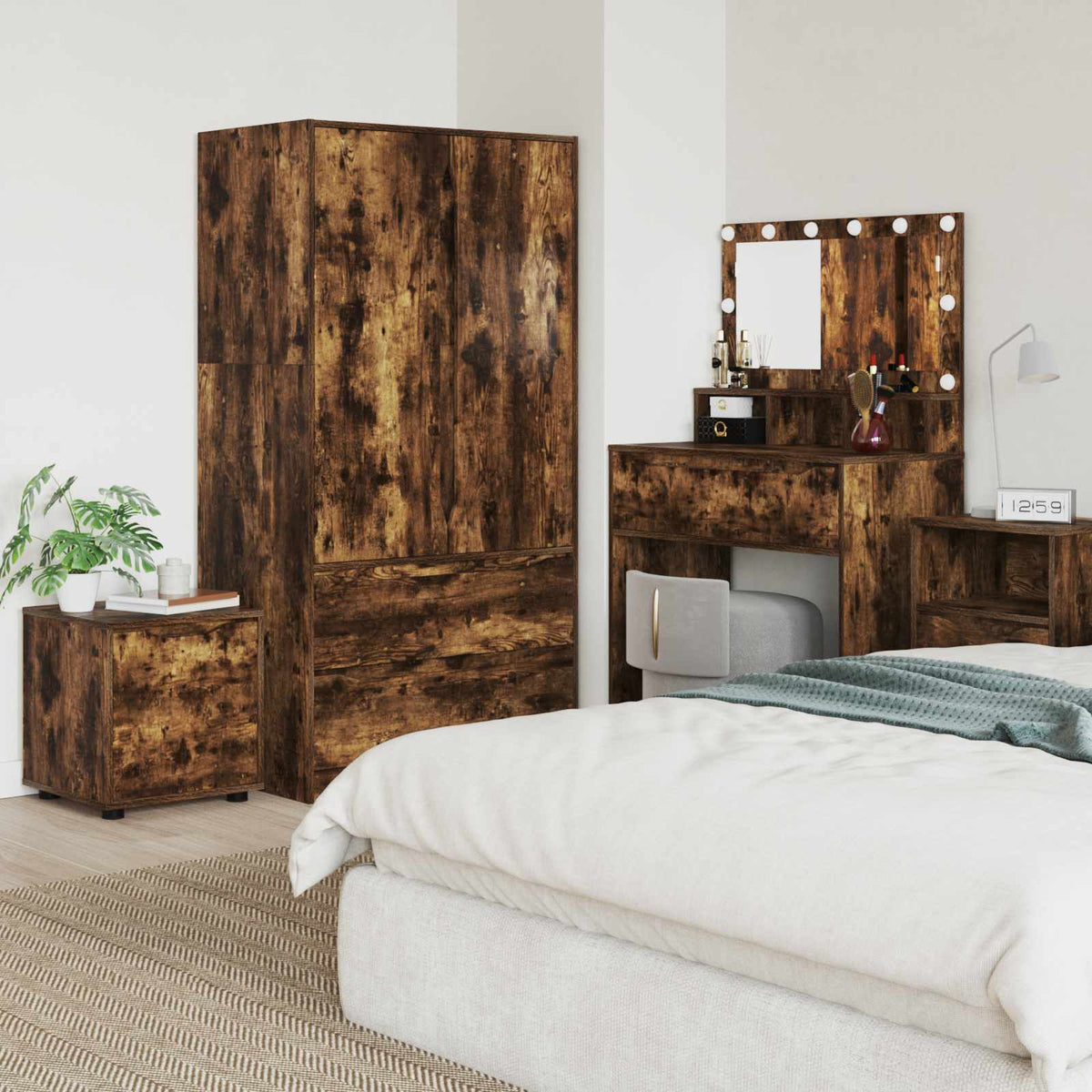 Vidaxl badkamer kast 40,5 x 40 x 44 cm bewerkt hout gerookt eiken