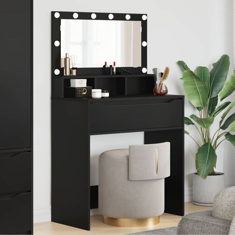 Vidaxl slaapkamer kaptafels zwart 80 x 39,6 x 135 cm bewerkt hout