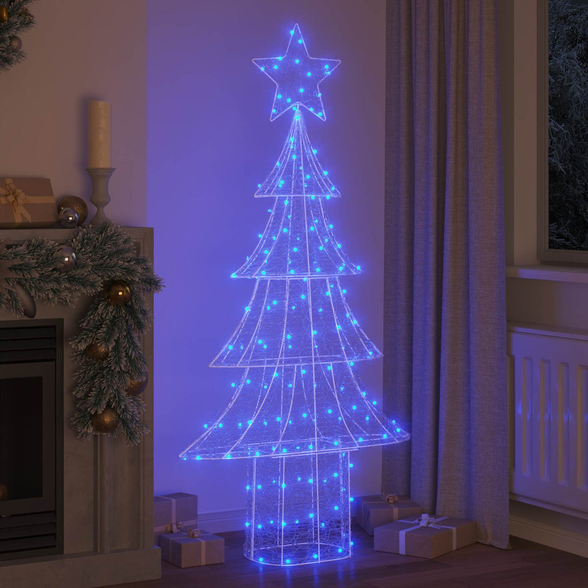 Vidaxl kerstboom 240 led's blauw 180 cm acryl