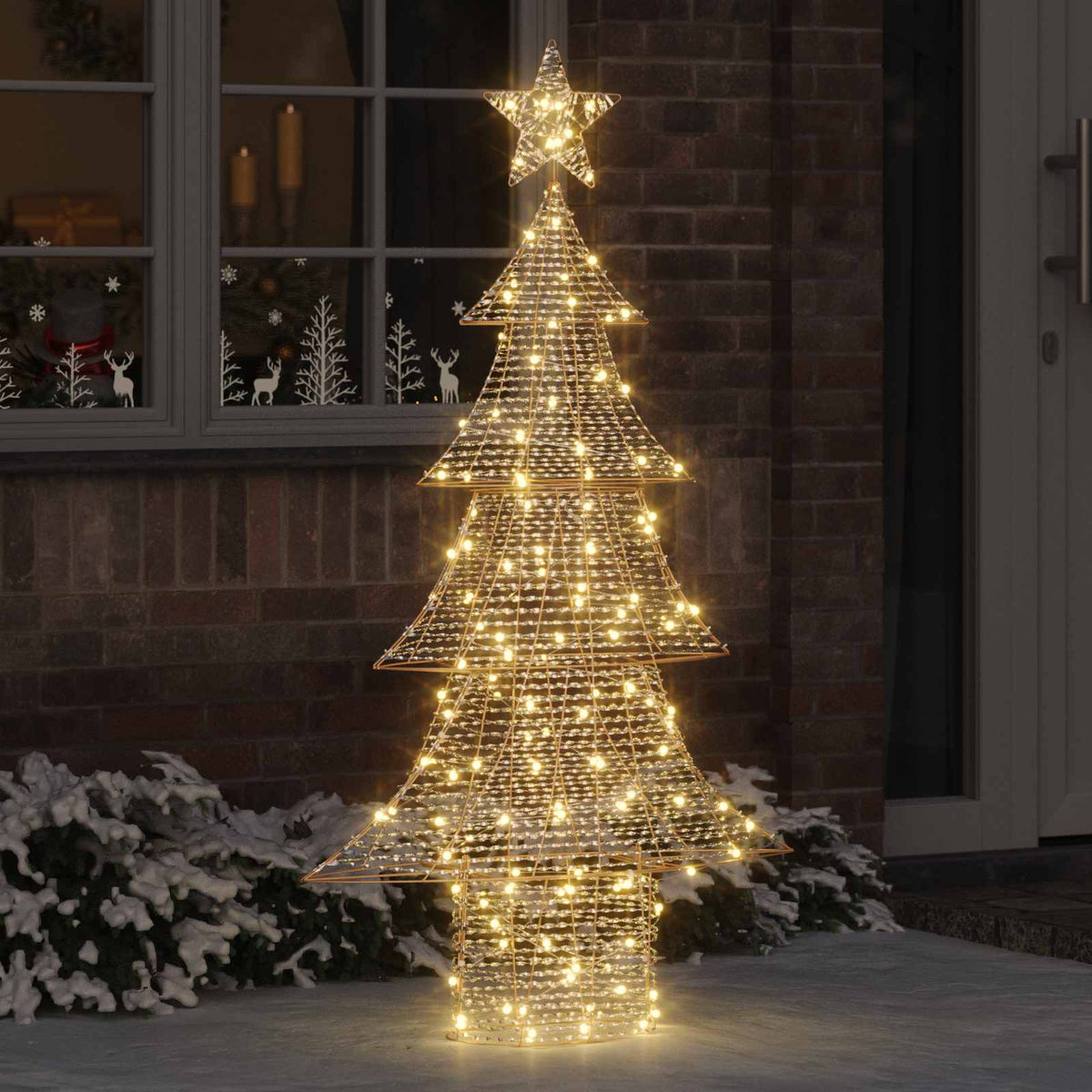 Vidaxl kerstboom 160 led's warmwit 151 cm pet