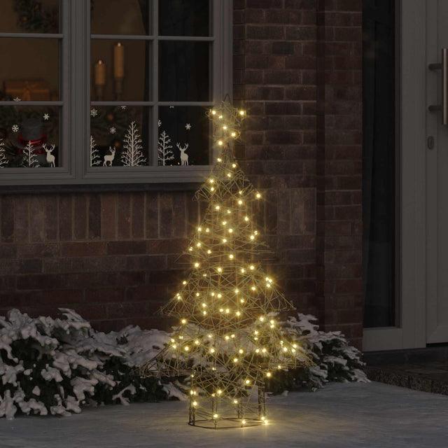 Vidaxl kerstboom 120 led's warmwit 150 cm rattan