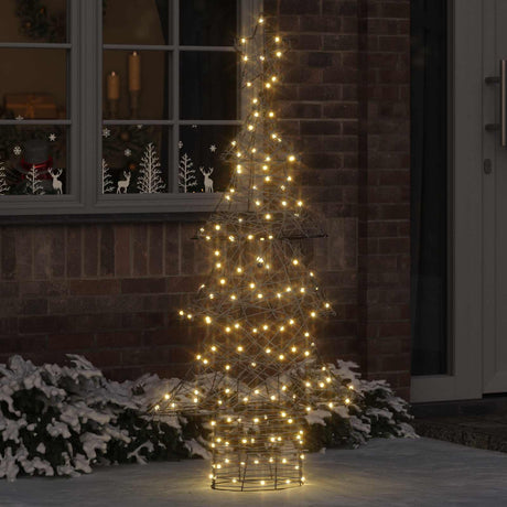 Vidaxl kerstboom 160 led's warmwit 150 cm rattan