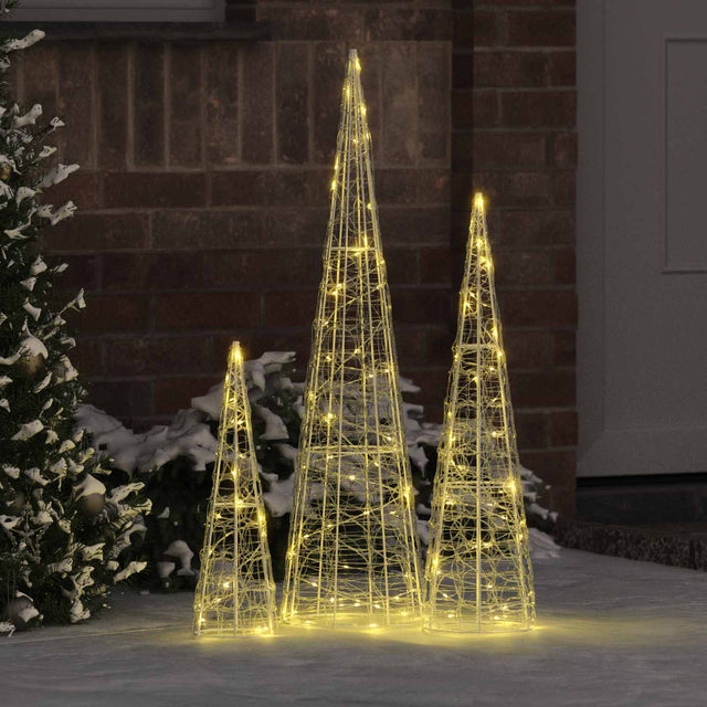 Vidaxl kerstboom 3 st 90 led's warmwit 20 x 20 x 80 cm acryl