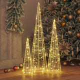 Vidaxl kerstboom 3 st 90 led's warmwit 20 x 20 x 80 cm acryl