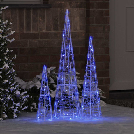 Vidaxl kerstboom 3 st 90 led's blauw 20 x 20 x 80 cm acryl
