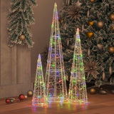 Vidaxl kerstboom 3 st 90 led's multikleur 20 x 20 x 80 cm acryl